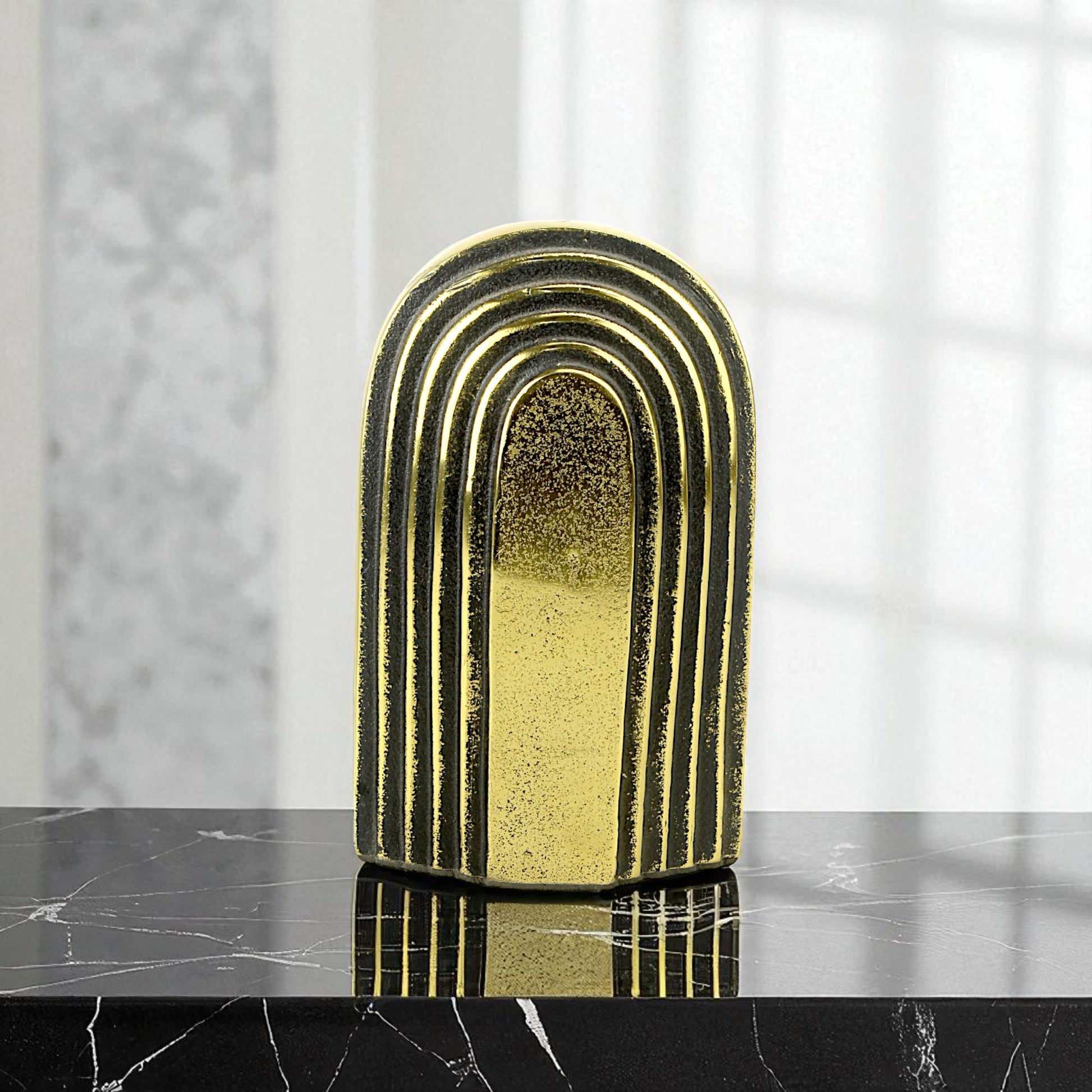 Modern Golden Aluminum Reverse U-Shape Figurine