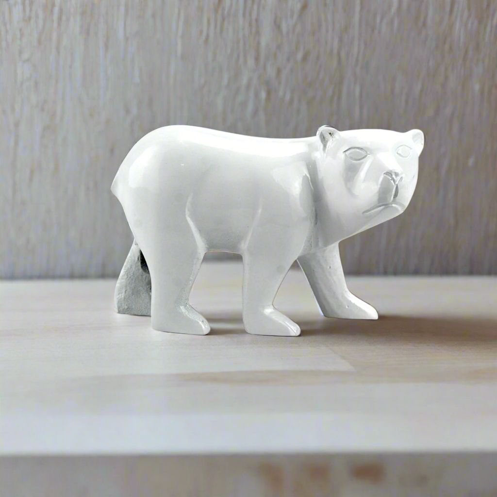 White Aluminum Bear Figurine
