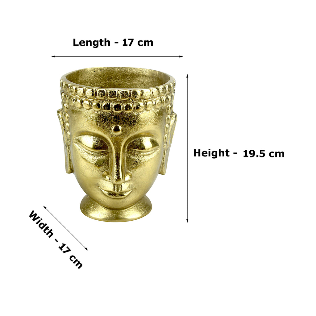 Handcrafted Golden Aluminum Buddha Idol Flower Vase