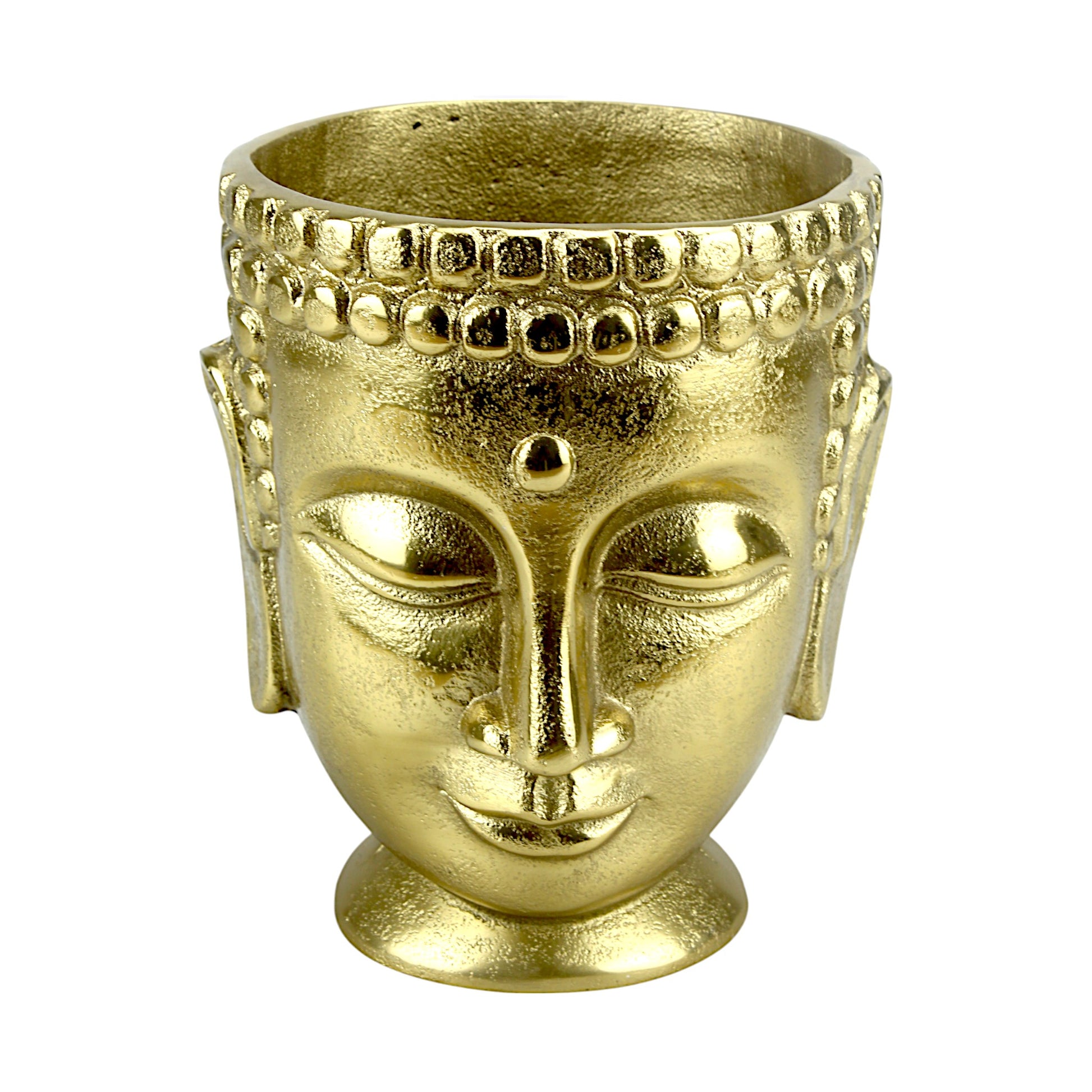 Handcrafted Golden Aluminum Buddha Idol Flower Vase