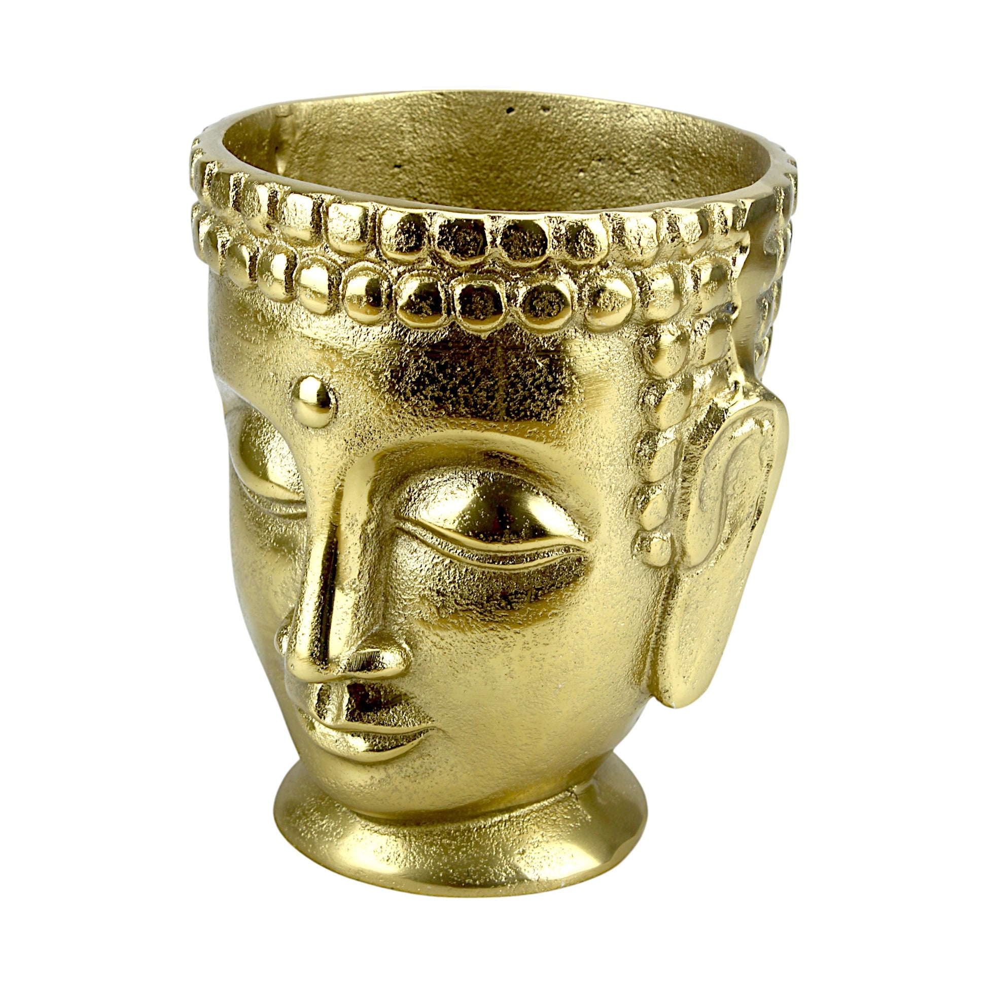 Handcrafted Golden Aluminum Buddha Idol Flower Vase