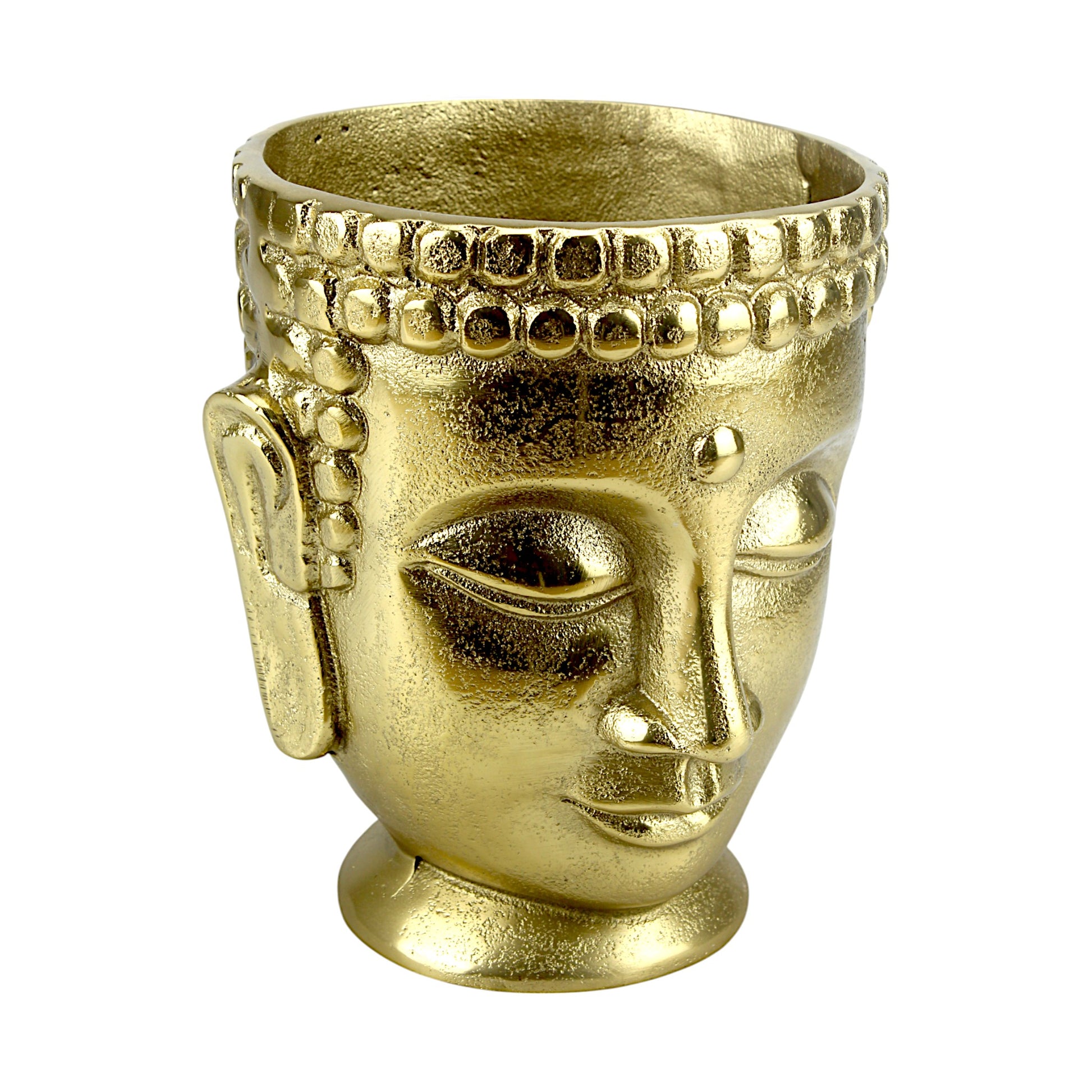 Handcrafted Golden Aluminum Buddha Idol Flower Vase
