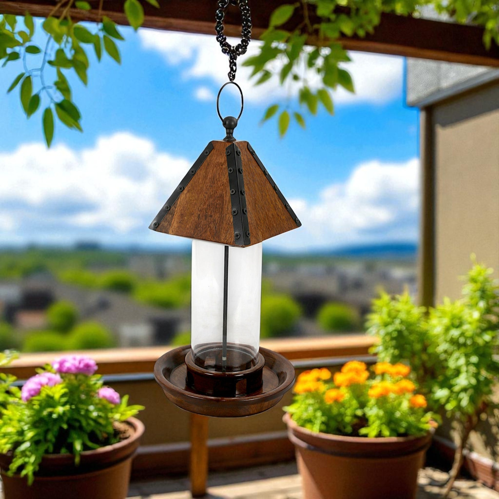 Lamp-Inspired Wooden Bird Feeder