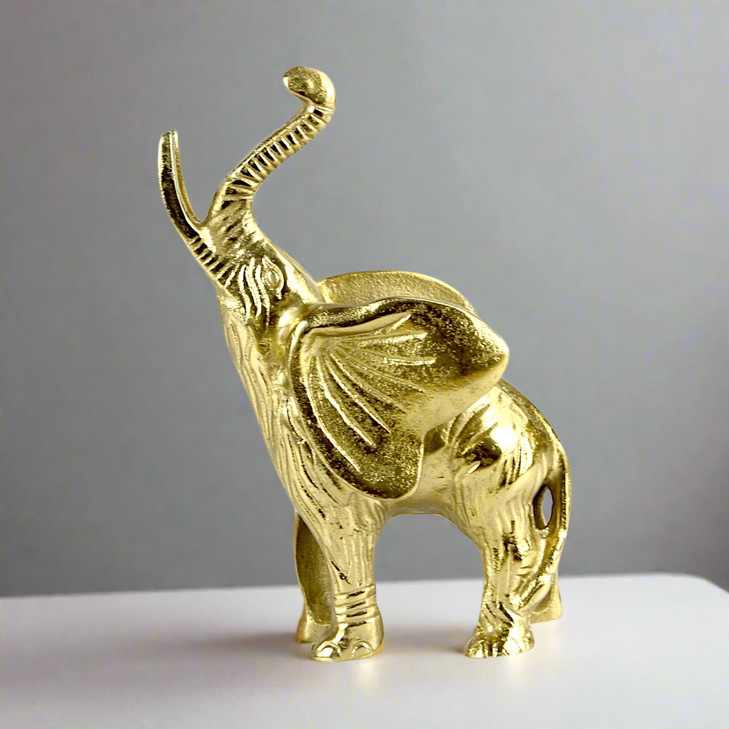 Handcrafted Golden Aluminum Elephant Statue