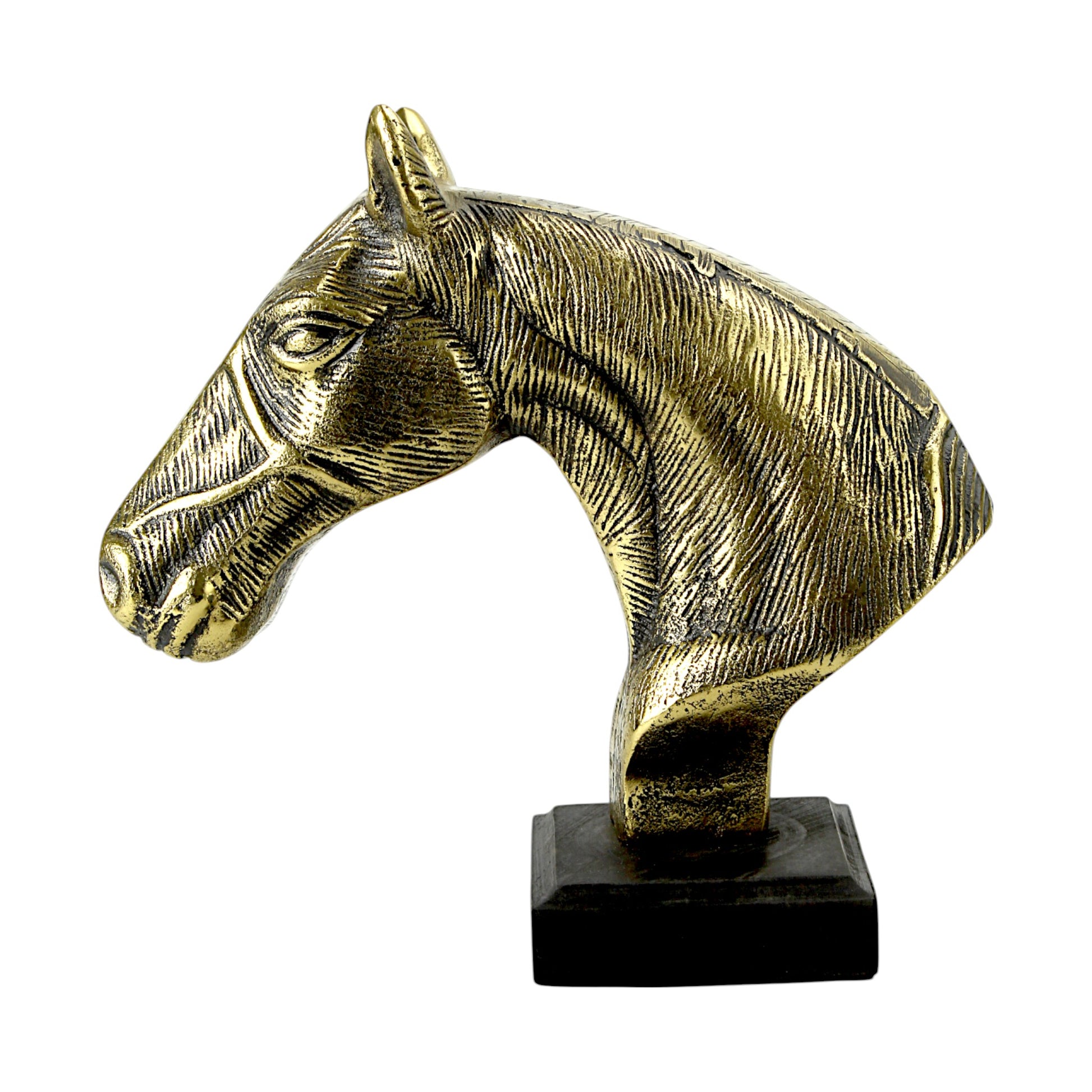 Handcrafted Golden Aluminum Horse Head Figurine