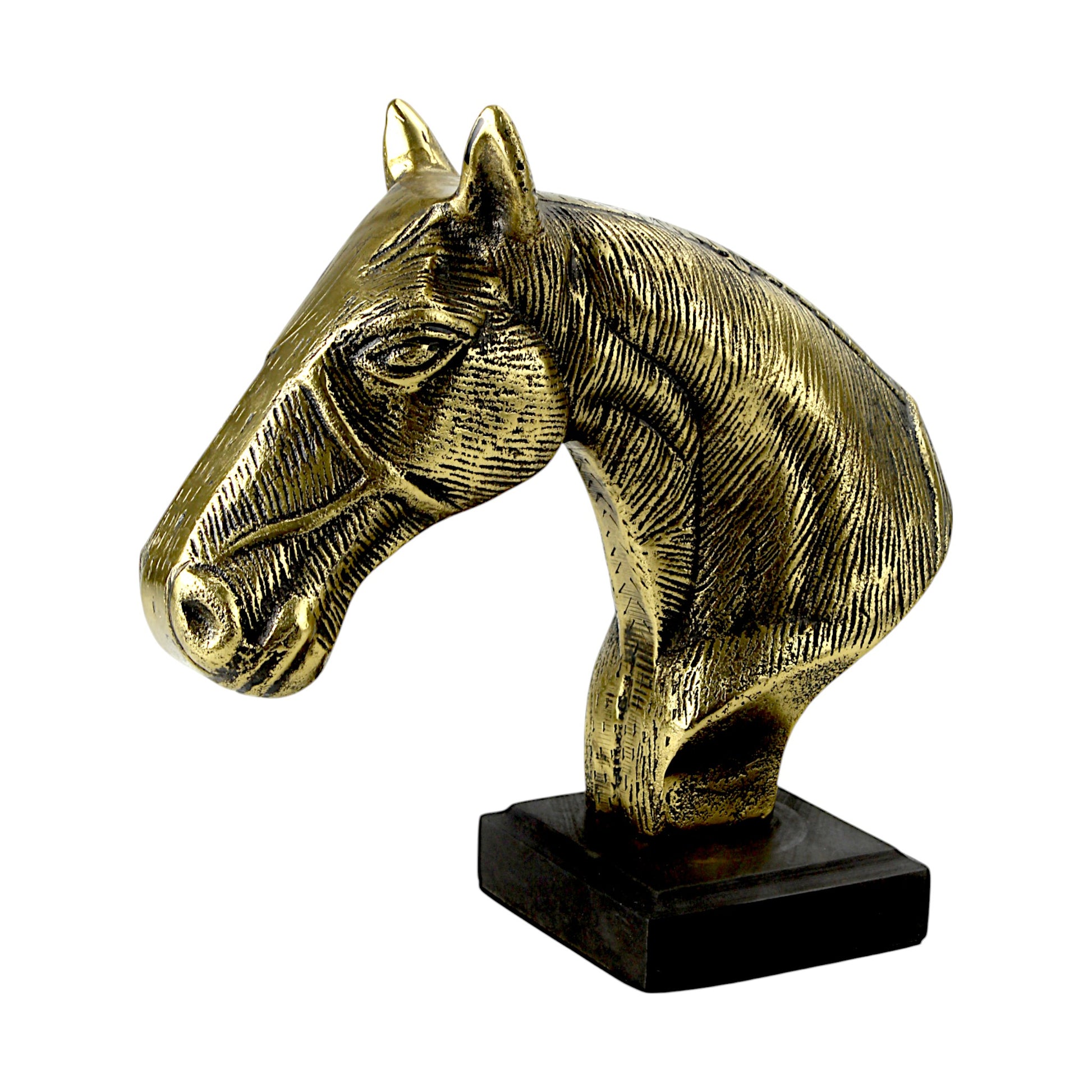 Handcrafted Golden Aluminum Horse Head Figurine