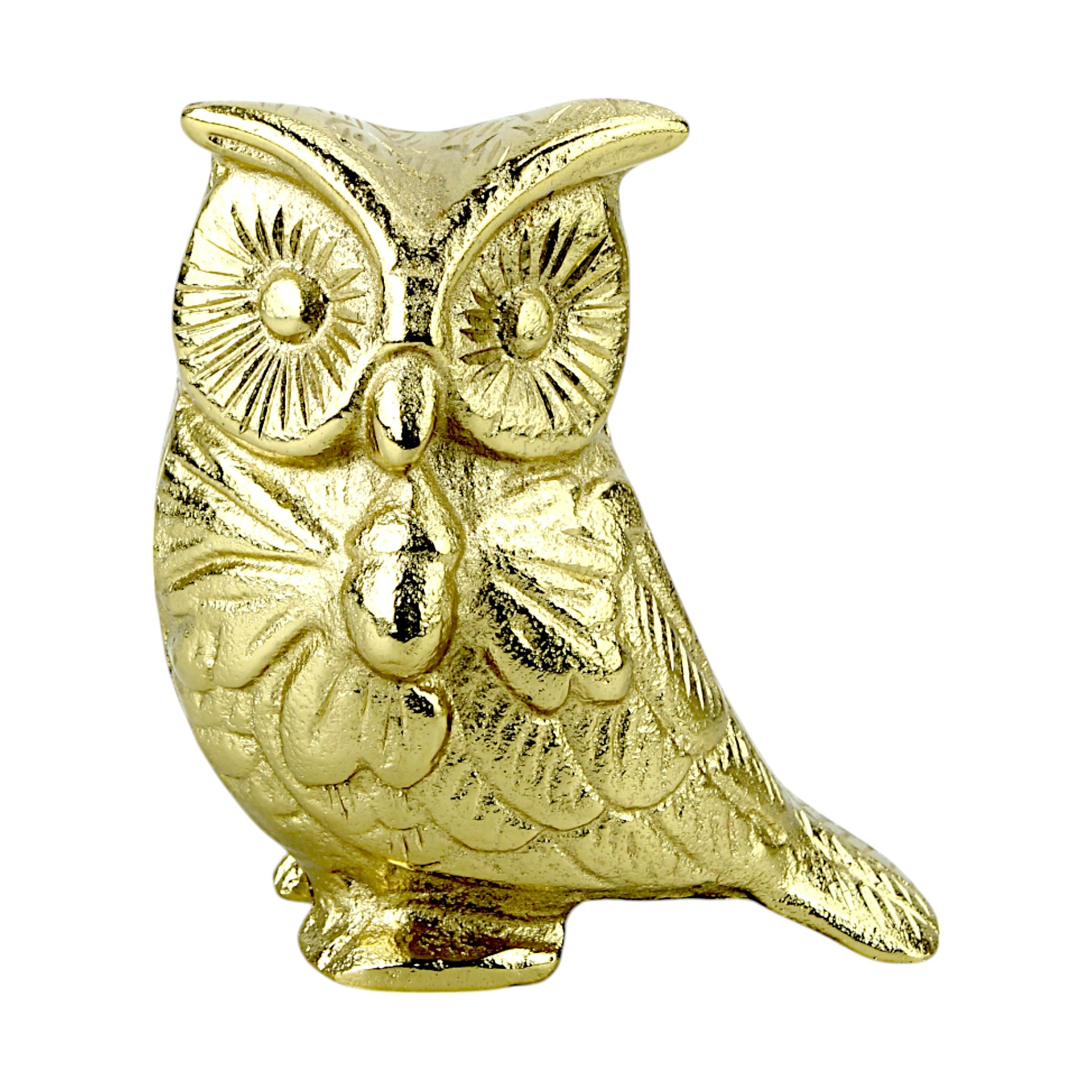 Handcrafted Golden Aluminum Owl Figurine