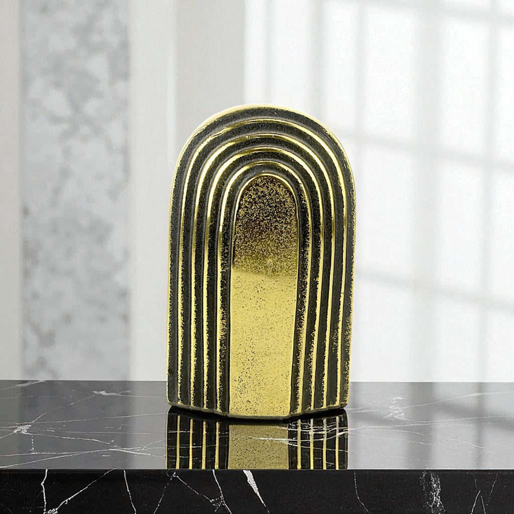 Modern Golden Aluminum Reverse U-Shape Figurine