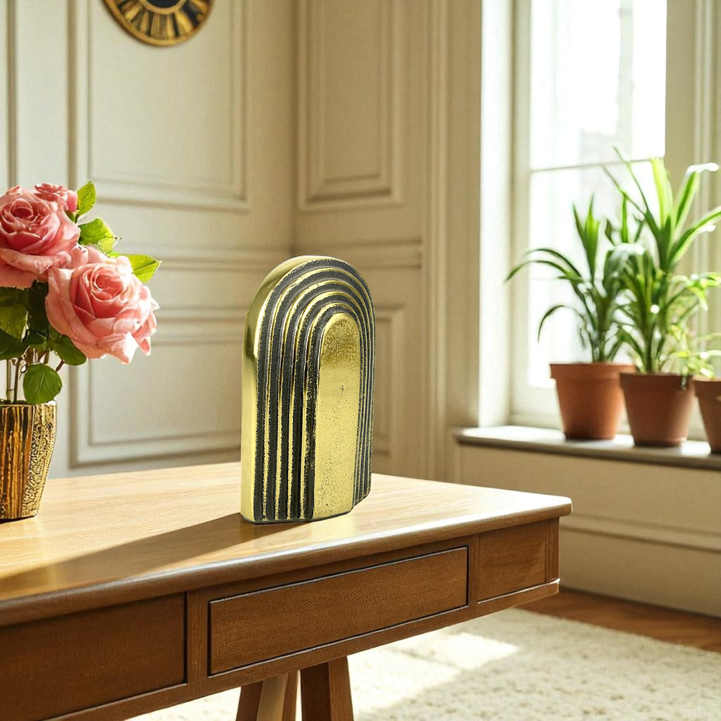Modern Golden Aluminum Reverse U-Shape Figurine