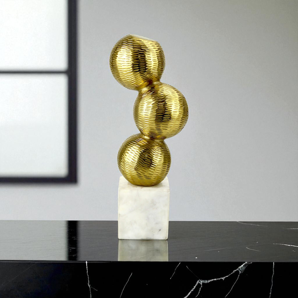 Golden Aluminum Spherical Sculpture Figurines