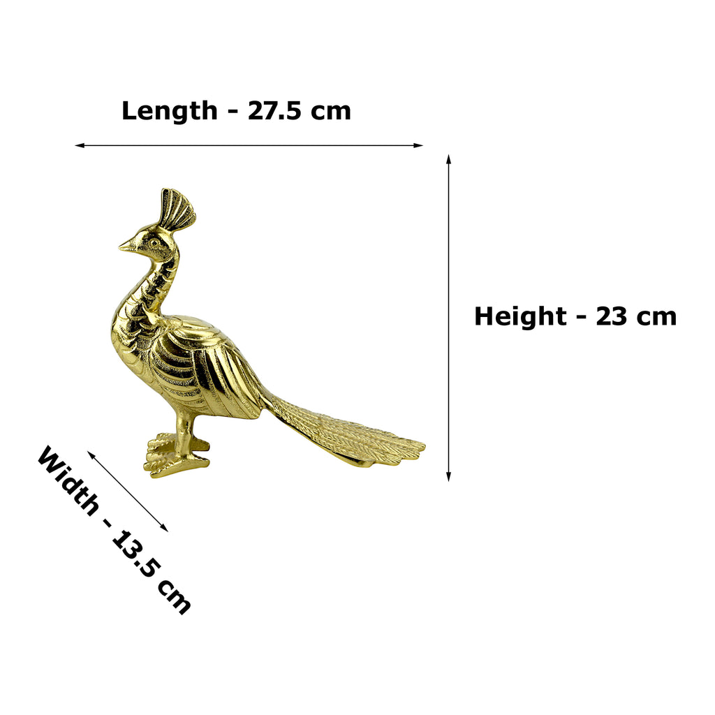 Handcrafted Golden Aluminum Peacock Figurine