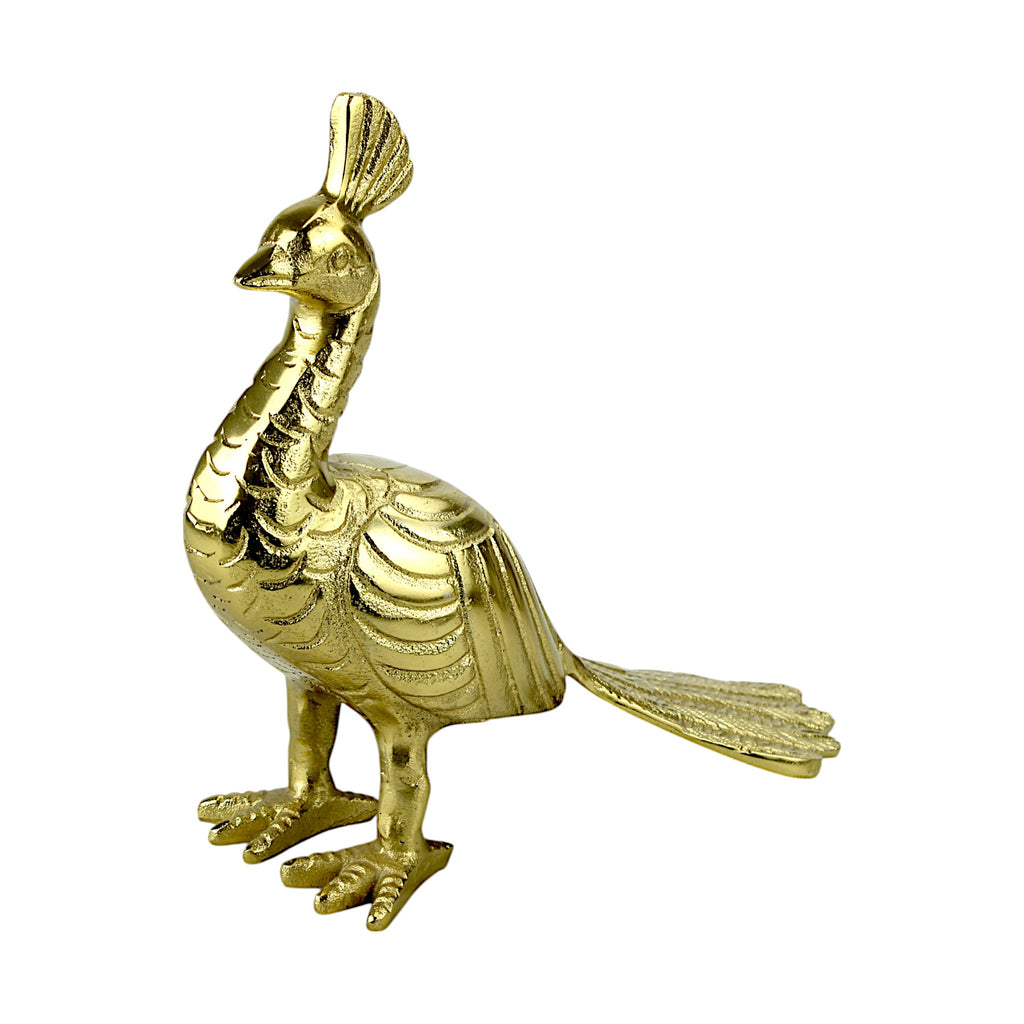 Handcrafted Golden Aluminum Peacock Figurine