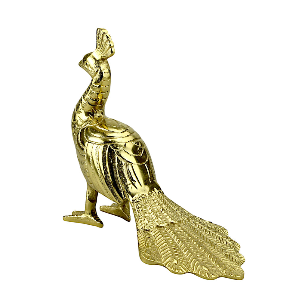 Handcrafted Golden Aluminum Peacock Figurine