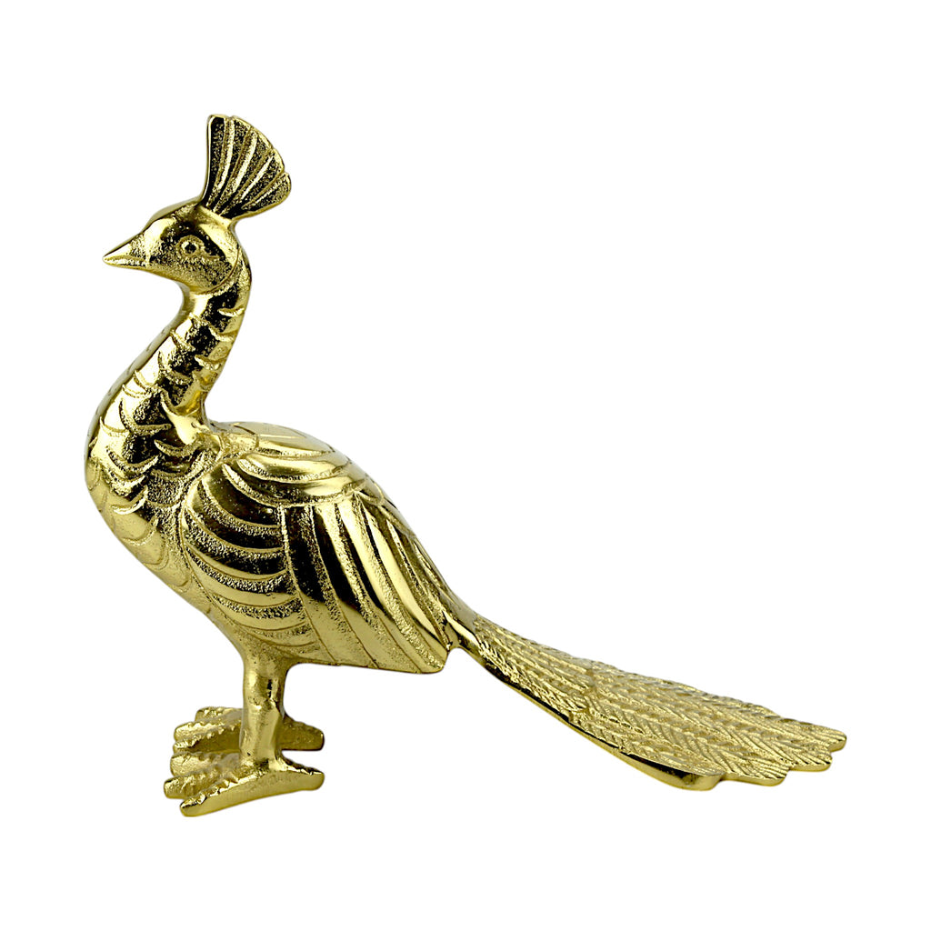 Handcrafted Golden Aluminum Peacock Figurine