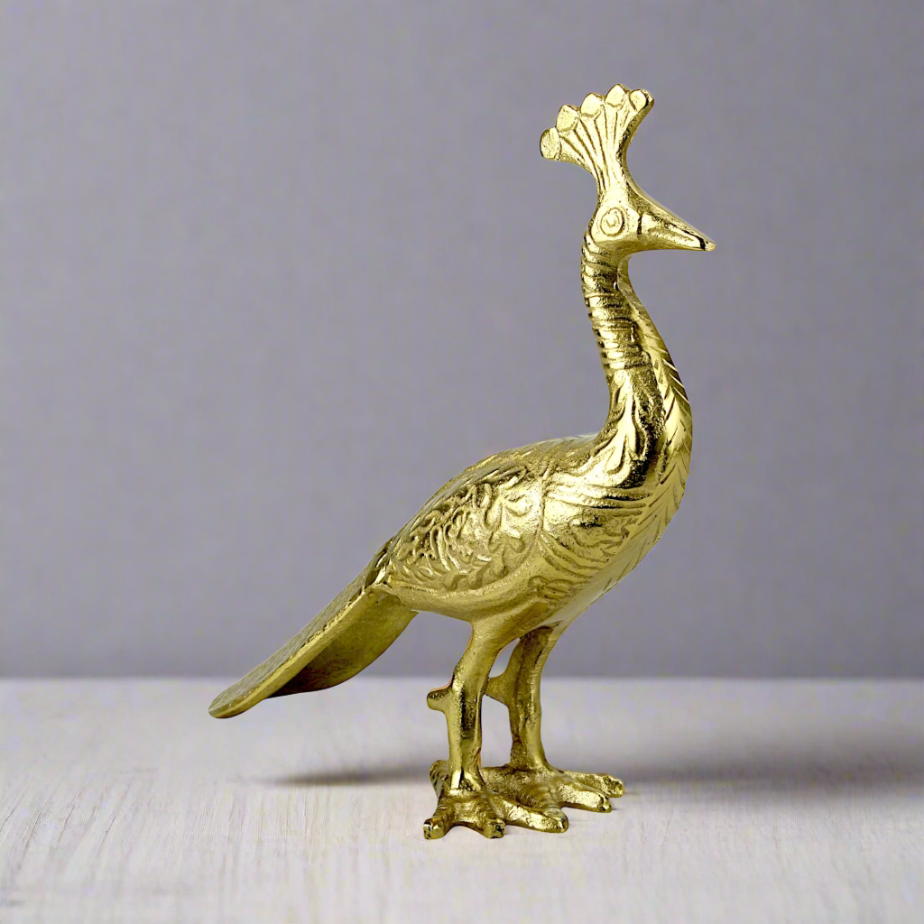 Golden Aluminum Peacock Figurine