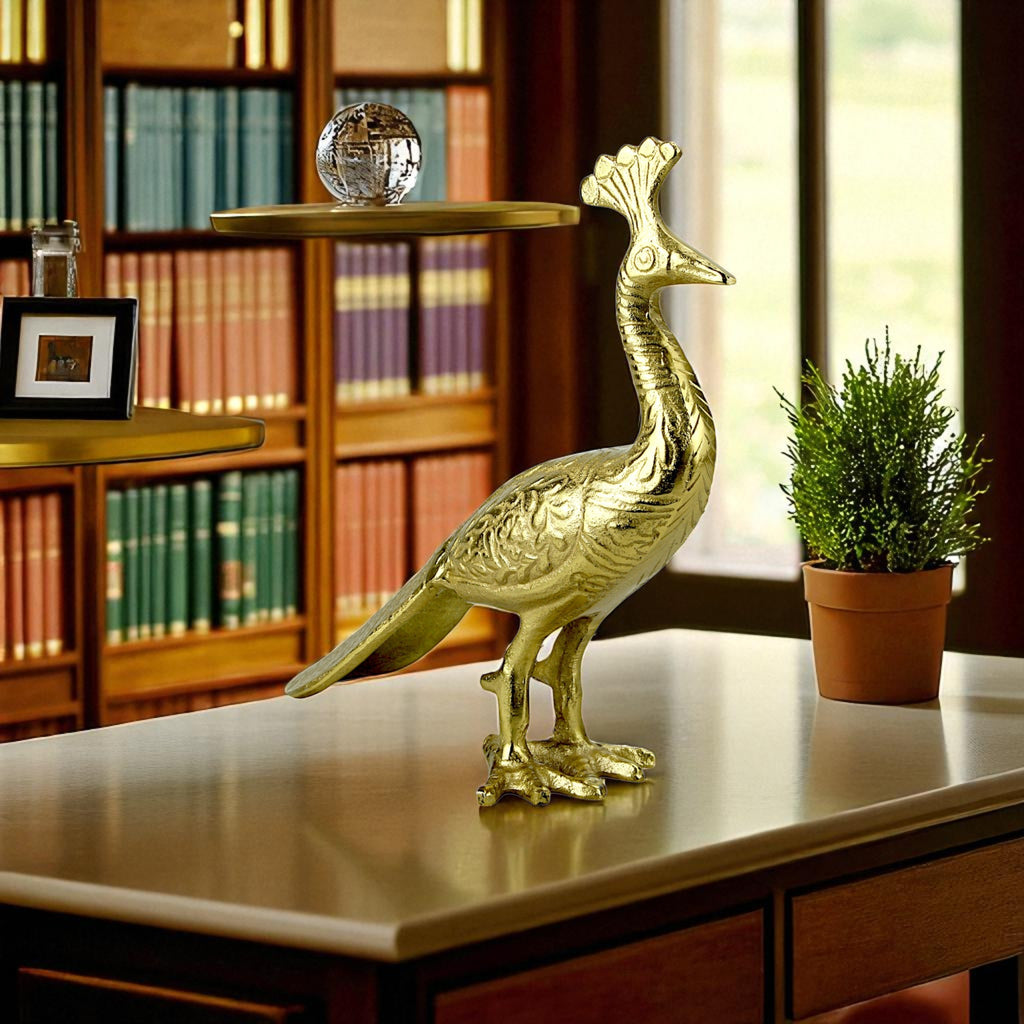 Golden Aluminum Peacock Figurine