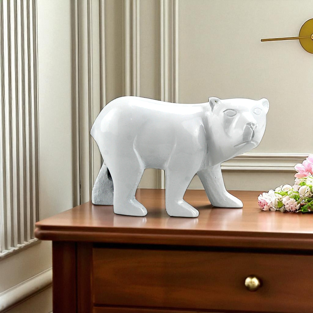 White Aluminum Bear Figurine
