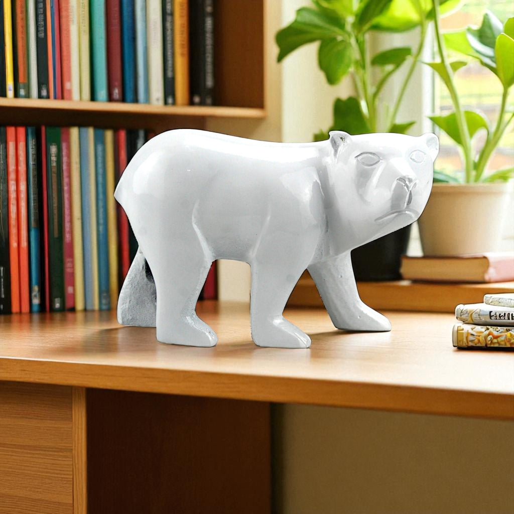 White Aluminum Bear Figurine