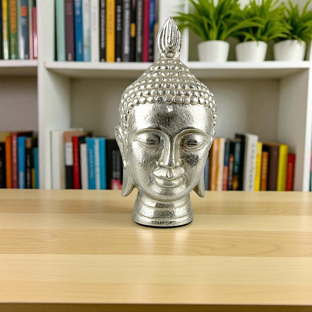 Handcrafted Silver Aluminum Buddha Figurine