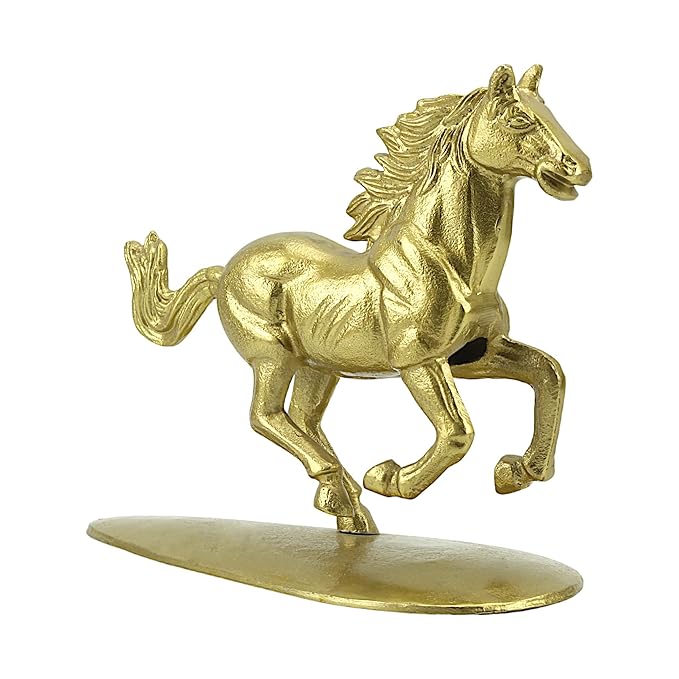 Golden Aluminum Racing Horse Figurine