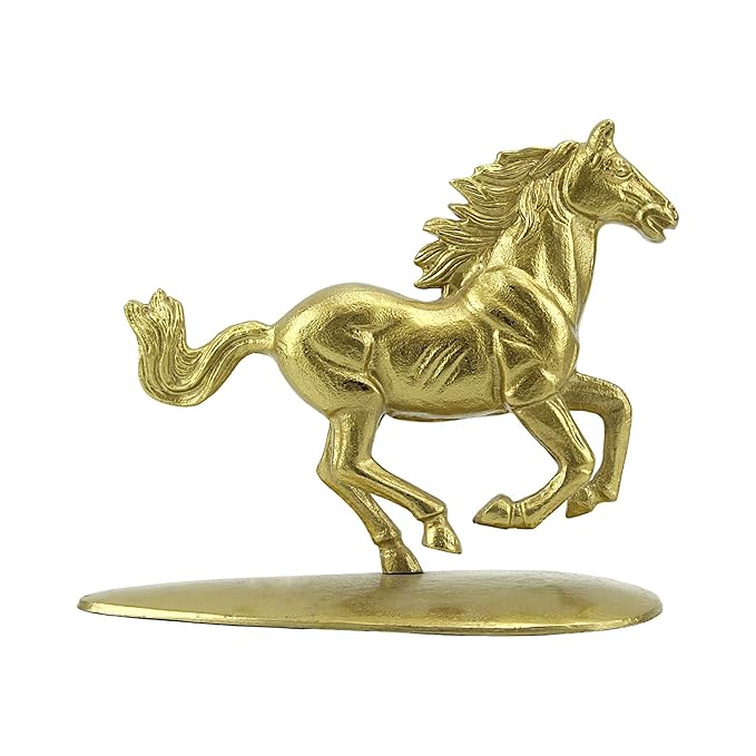 Golden Aluminum Racing Horse Figurine