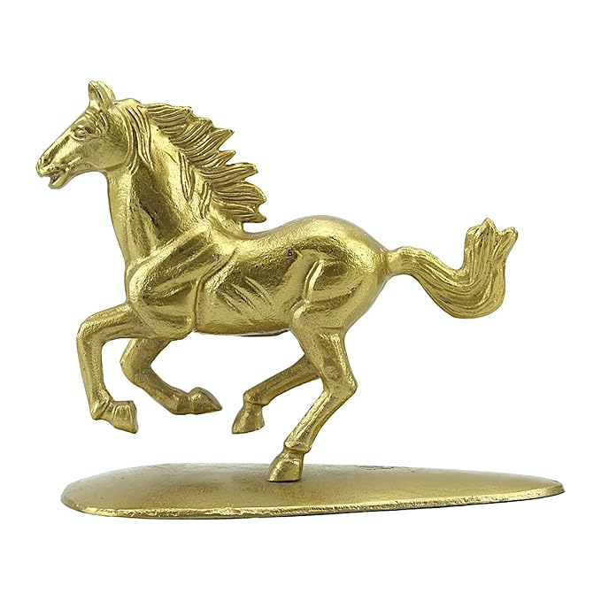 Golden Aluminum Racing Horse Figurine