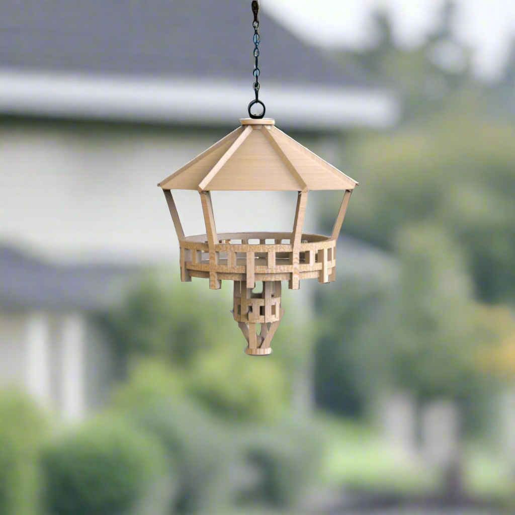 Wooden Bird Feeder with Sloped Roof