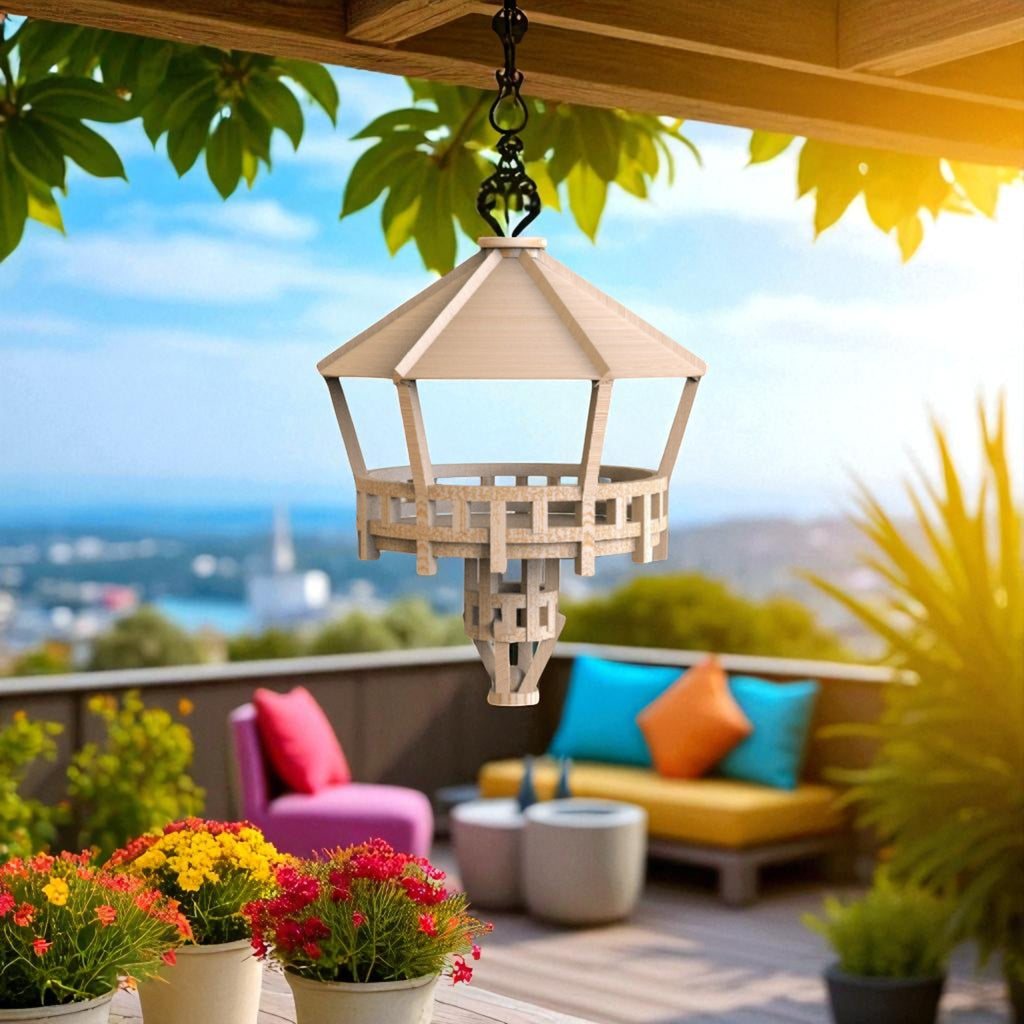 Wooden Bird Feeder with Sloped Roof