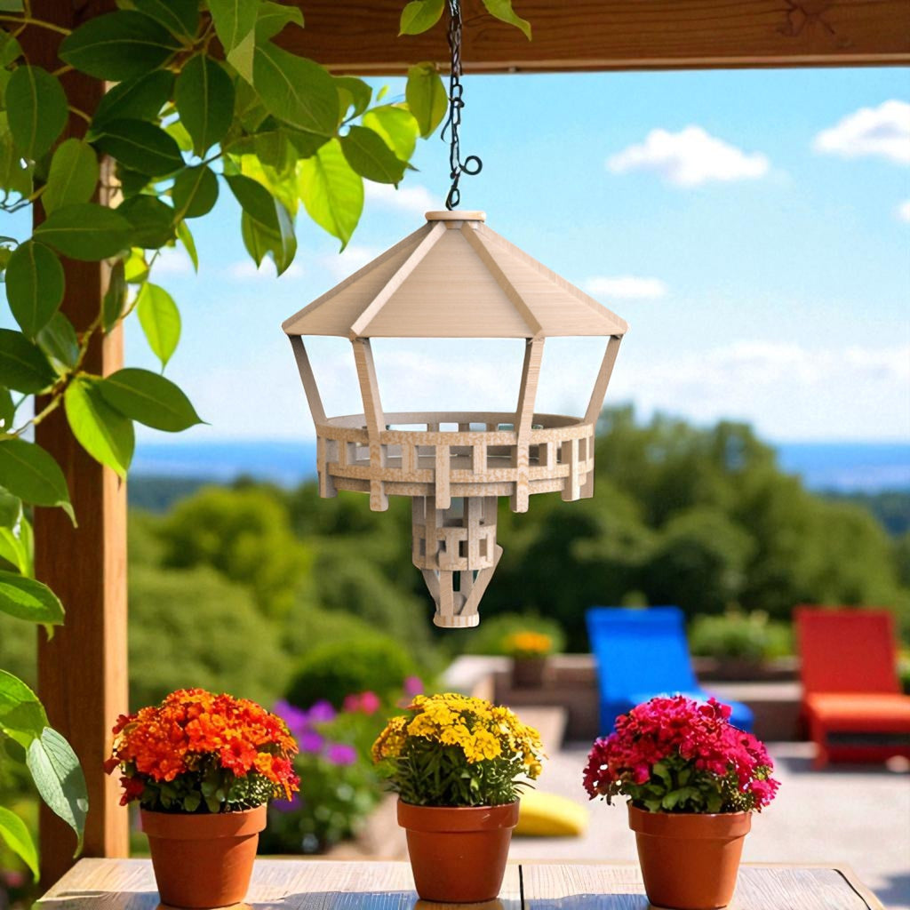 Wooden Bird Feeder with Sloped Roof