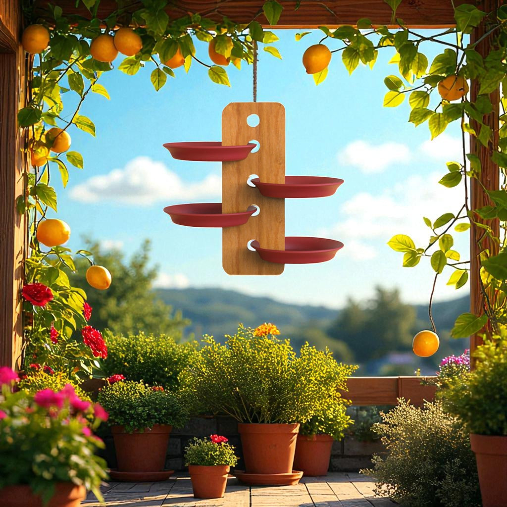 Multi-Level Wooden Bird Feeder and Bird Bath