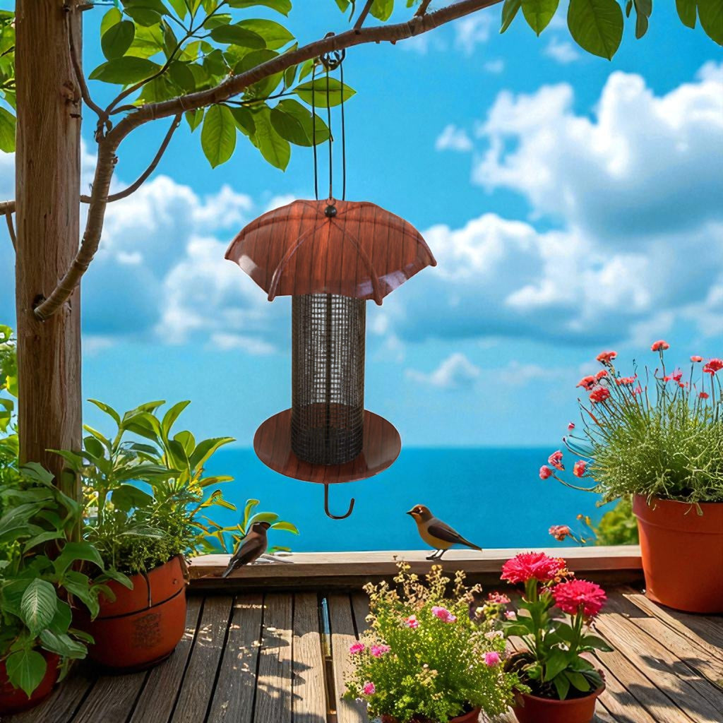 Umbrella Top Wooden Bird Feeder