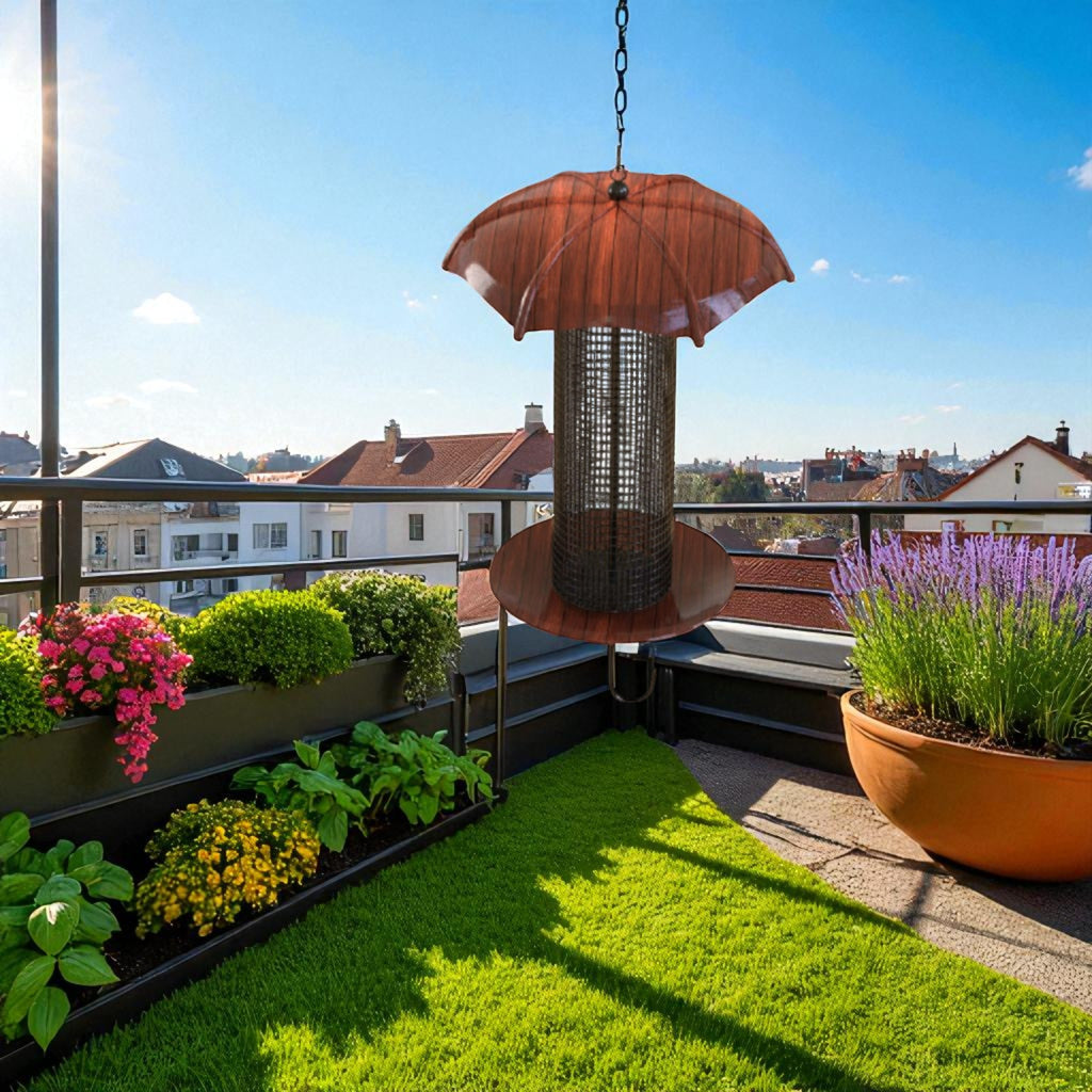 Umbrella Top Wooden Bird Feeder