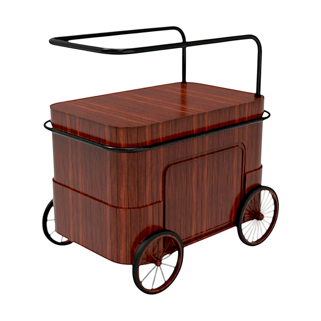 Elegant Metal Handle Wooden Tea Cart