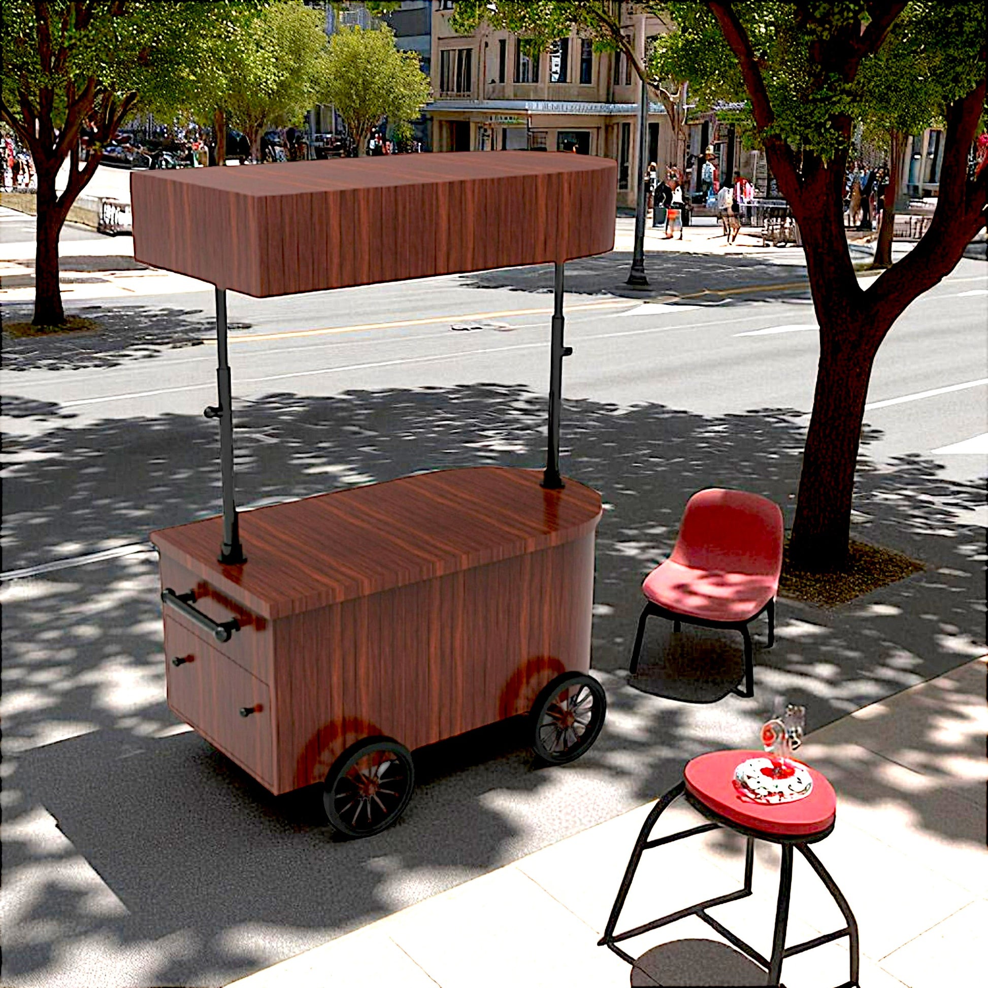 Elegant Wooden Tea Cart