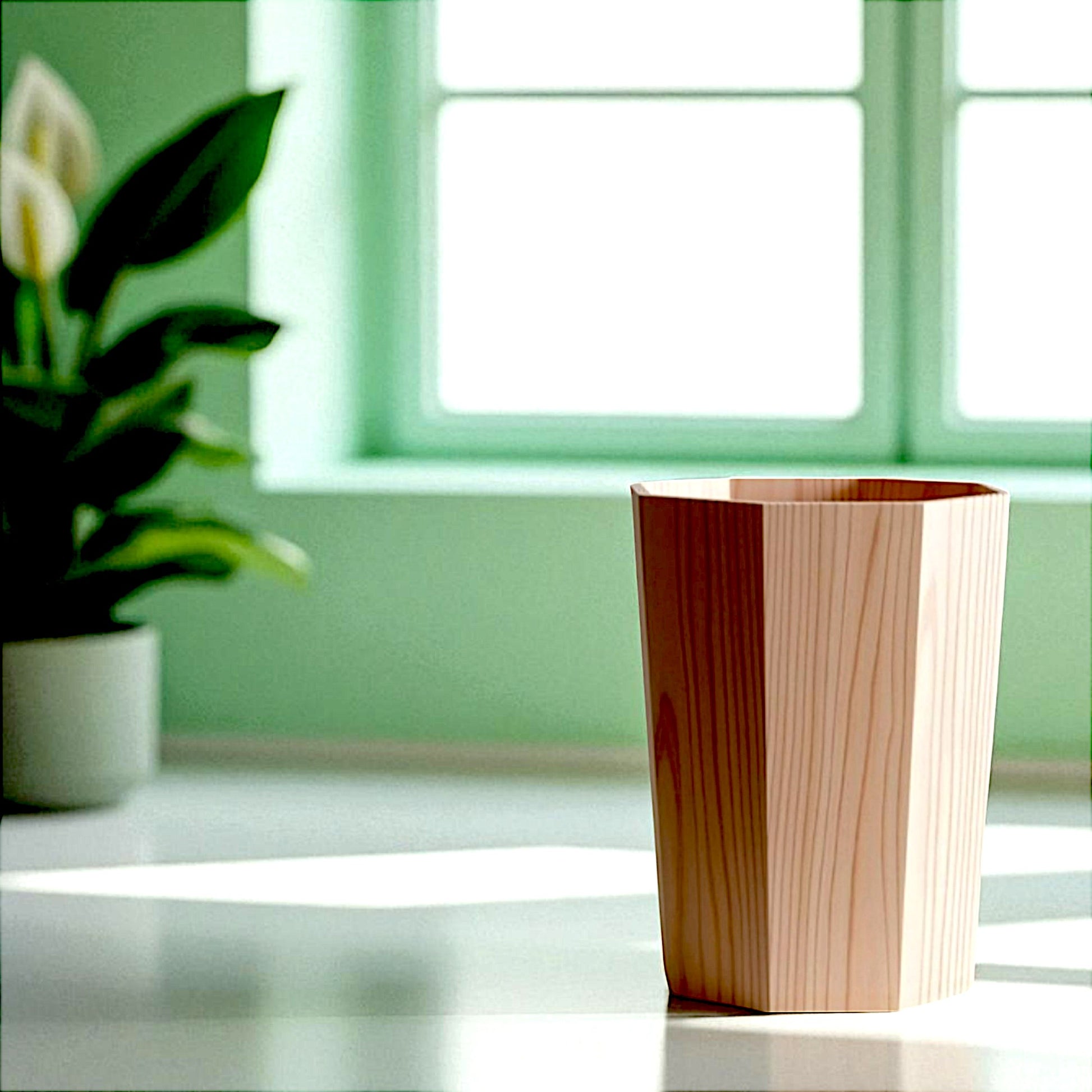 Geometric Wooden Dustbin