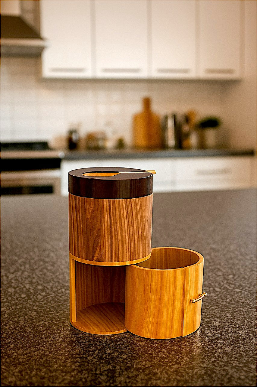 Premium Dual-Tone Wooden Salt and Pepper Dispenser